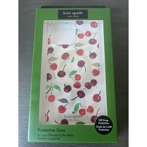 Kate Spade - Protective Case w/ Magsafe for iPhone 16 Pro Max Cherry Red‎ Green